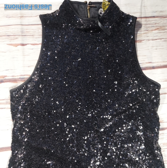 18☆Kensie Black Shimmer Sleeveless Sequin Cocktail Party Date Dress - Picture 11 of 13